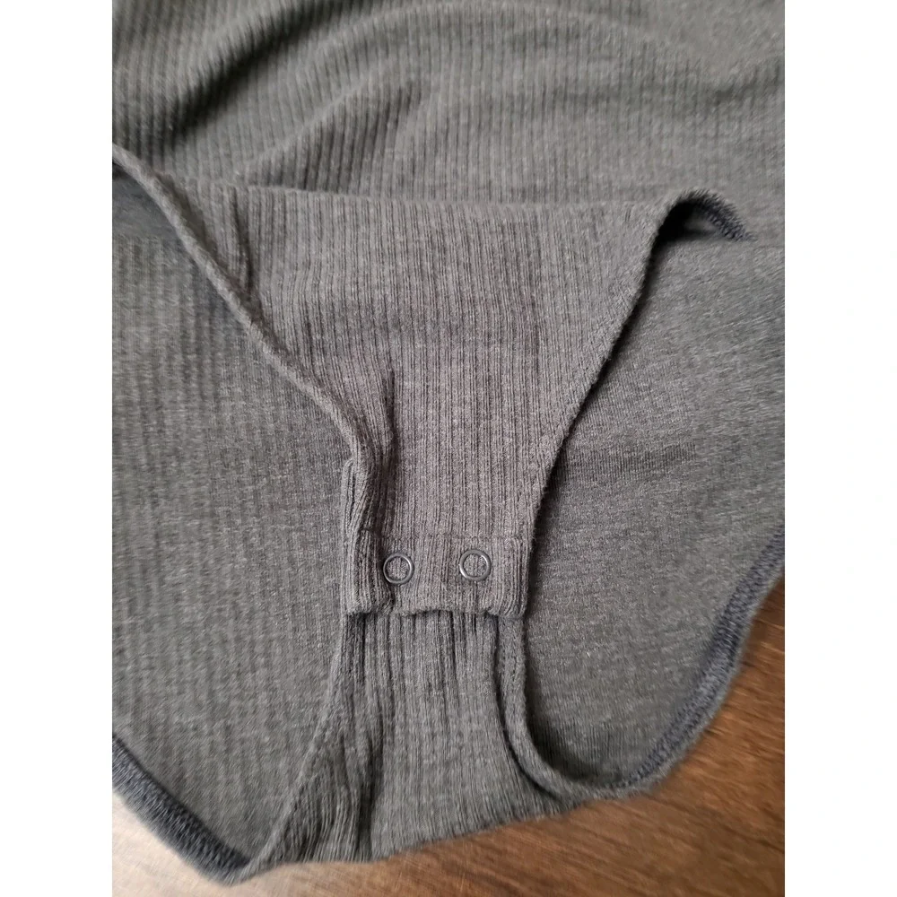 Old Navy Ribbed Square Neck Long Sleeve Bodysuit Dark Gray Size L - Picture 7 of 7